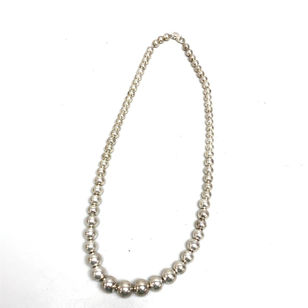 Tiffany & Co Sterling Graduated Beaded Necklace - 19"